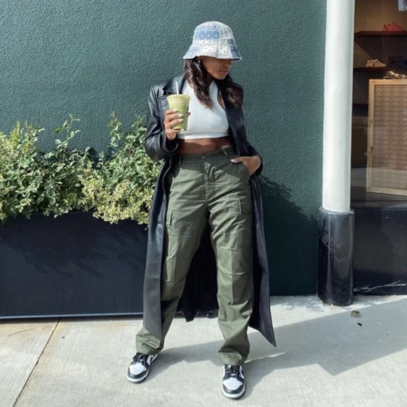 Olive Green Baggy Cargo Pants